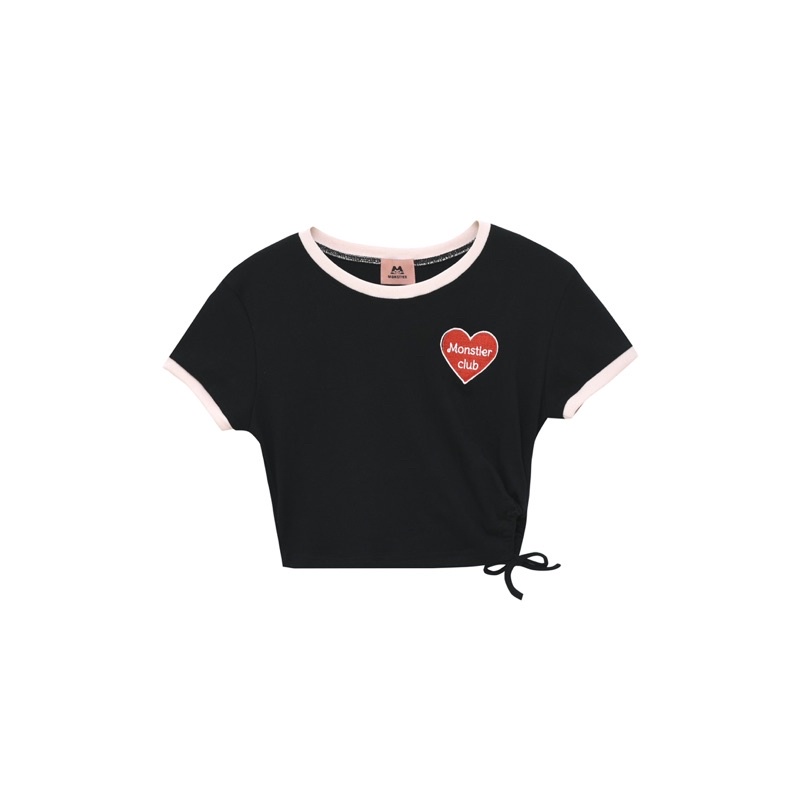 Áo Croptop Dây Rút chiết eo siu xinh - Thêu Trái Tim Chữ Monstier