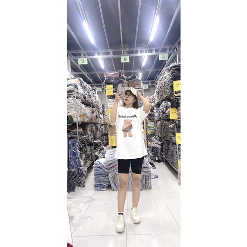 Áo phông thụng tuyết nhung gấu chữ SUNNY