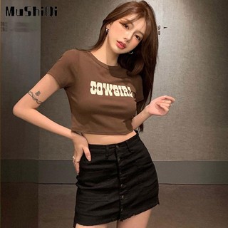 Áo Thun Lửng Ngắn Tay Phong Cách Trẻ Trung Cá Tính Dành Cho Nữ