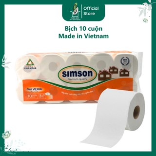Giấy vệ sinh Simson có lõi trắng (10 cuộn).  Khăn giấy đa năng