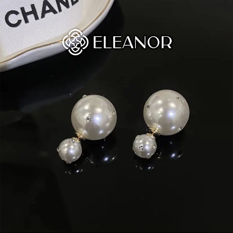 Bông tai nữ chuôi bạc 925 Eleanor Accessories ngọc trai nhân tạo lớn đính đá phụ kiện trang sức 5413
