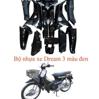 Bộ nhựa xe Dream 3 màu ĐEN  [TẶNG 1 BỘ TEM] Dàn áo xe Dream lùn, Dream Exces - nhựa nguyên sinh cao cấp - A1351