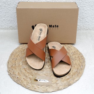 Dép đế trấu birken unisex quai chéo nam nữ chữ x solemate