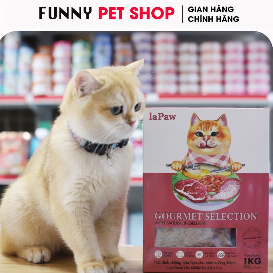 Hạt Dinh Dưỡng Cho Mèo Trưởng Thành LaPaw Gourmet 1Kg - Thức Ăn Cho Mèo Lớn - Funny Pet Shop