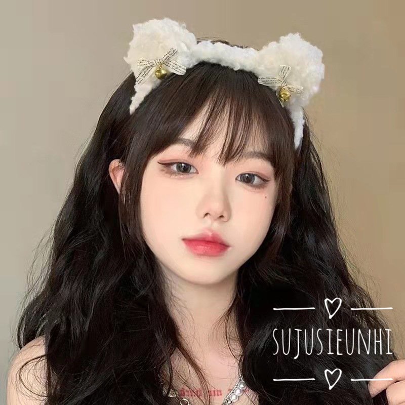 (4 màu) bờm tóc/ băng đô cài đầu tai gấu lông xù xinh xắn dễ thương