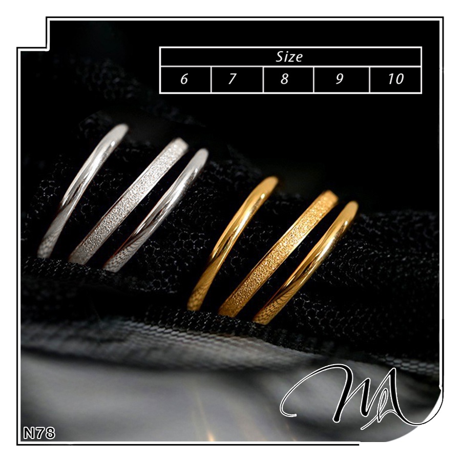 Set 3 nhẫn Titan trơn nam nữ không gỉ đơn giản phun cát 2mm - Măng’s House N78