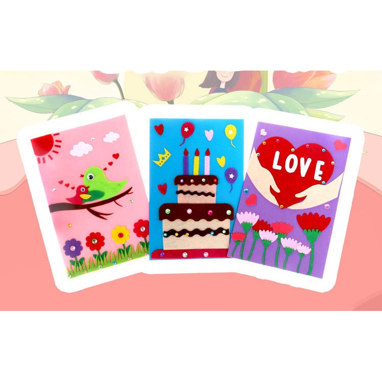 Thiệp giấy cao cấp quà tặng chúc mùng sinh nhật tình yêu thủ công cho bé tự làm TÉPPI