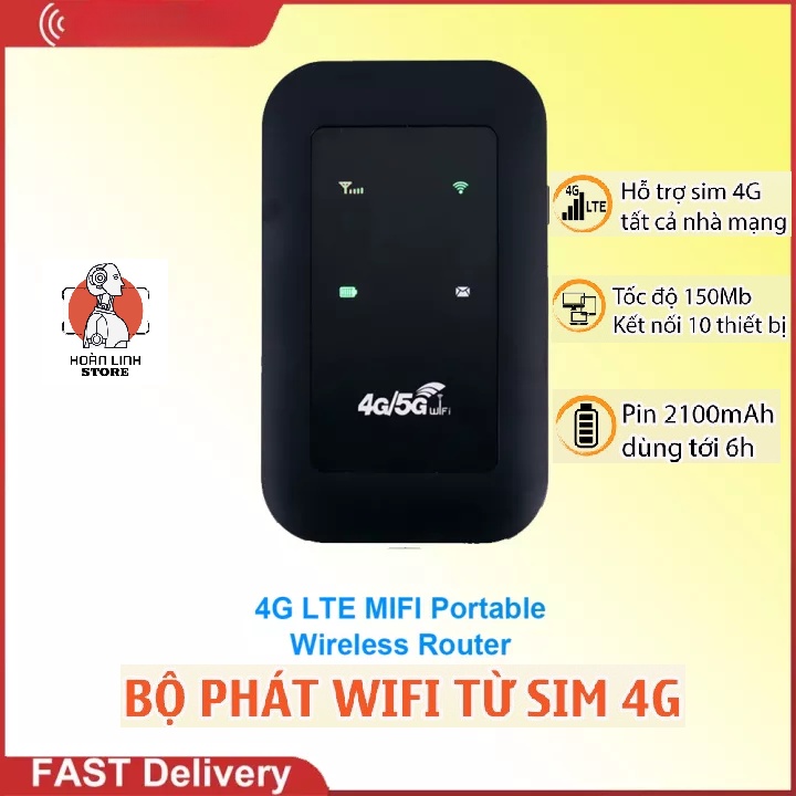 Bộ Phát WiFi 4G/5G LTE - Bộ Phát Wifi Di Động 4G/5G LTE - Tốc Độ 150Mb Hỗ Trợ Tất Cả Nhà Mạng - Hàng