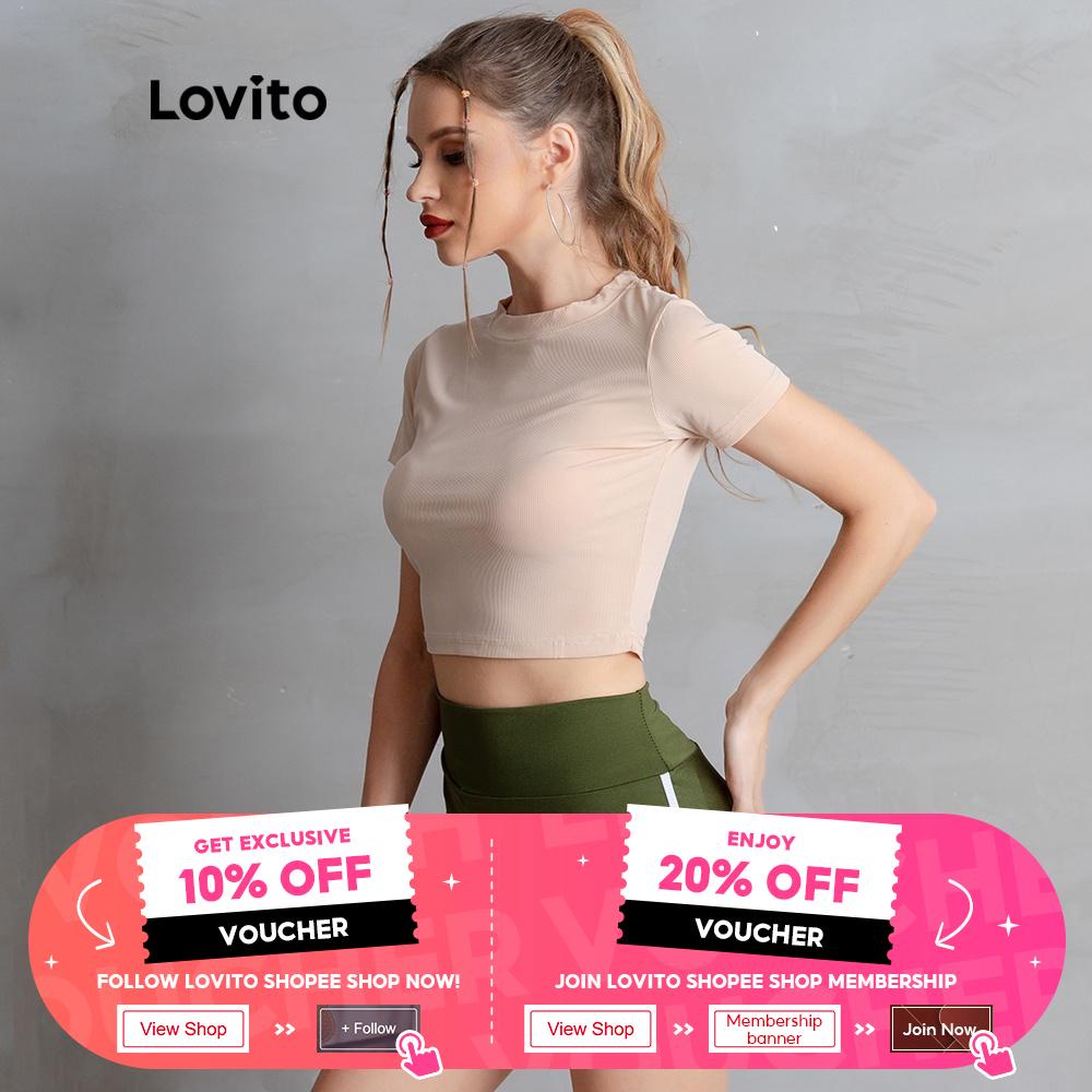 Áo Thun Trơn Khô Nhanh Kiểu Dáng Thể Thao Lovito L05203 (Màu Be)