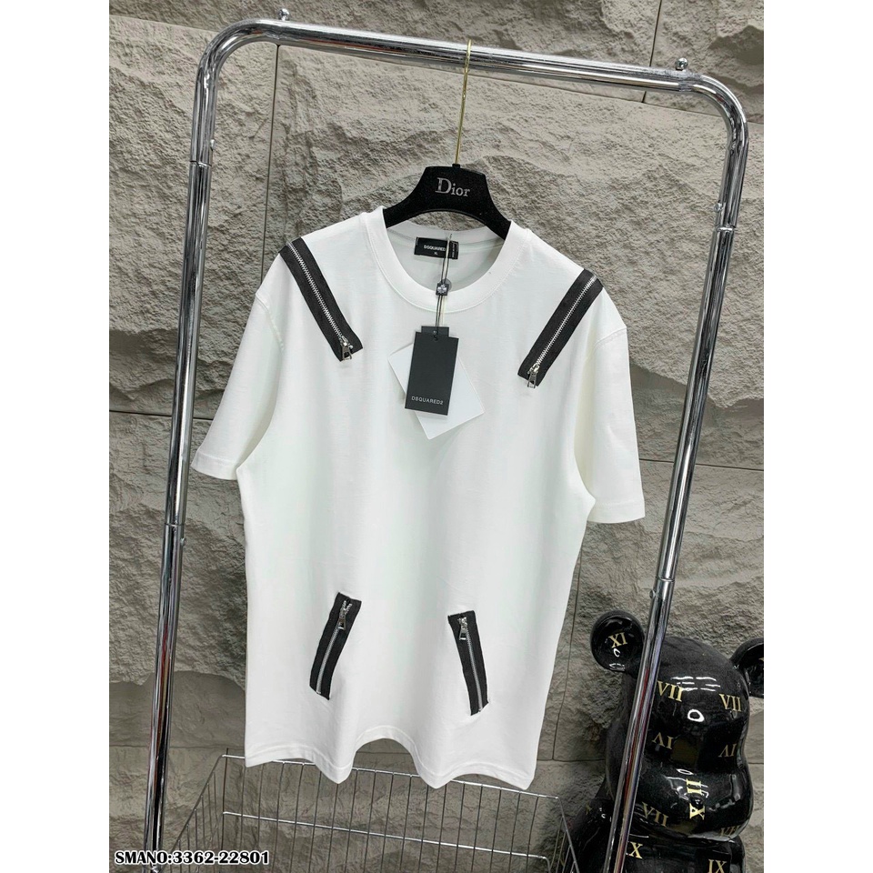 Áo thun nam cổ tròn phối khóa kéo, chất vãi cotton mềm mịn