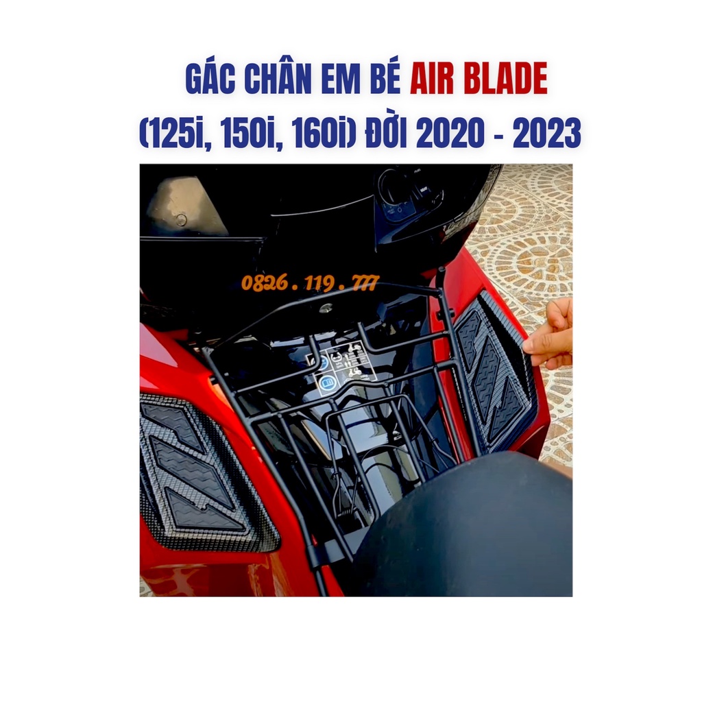 Ốp Để Chân Em Bé, Trẻ Em cho Xe Air Blade từ 2020 đến 2023  - Nhựa ABS Nhúng Carbon Kết Hợp Gờ Cao Su