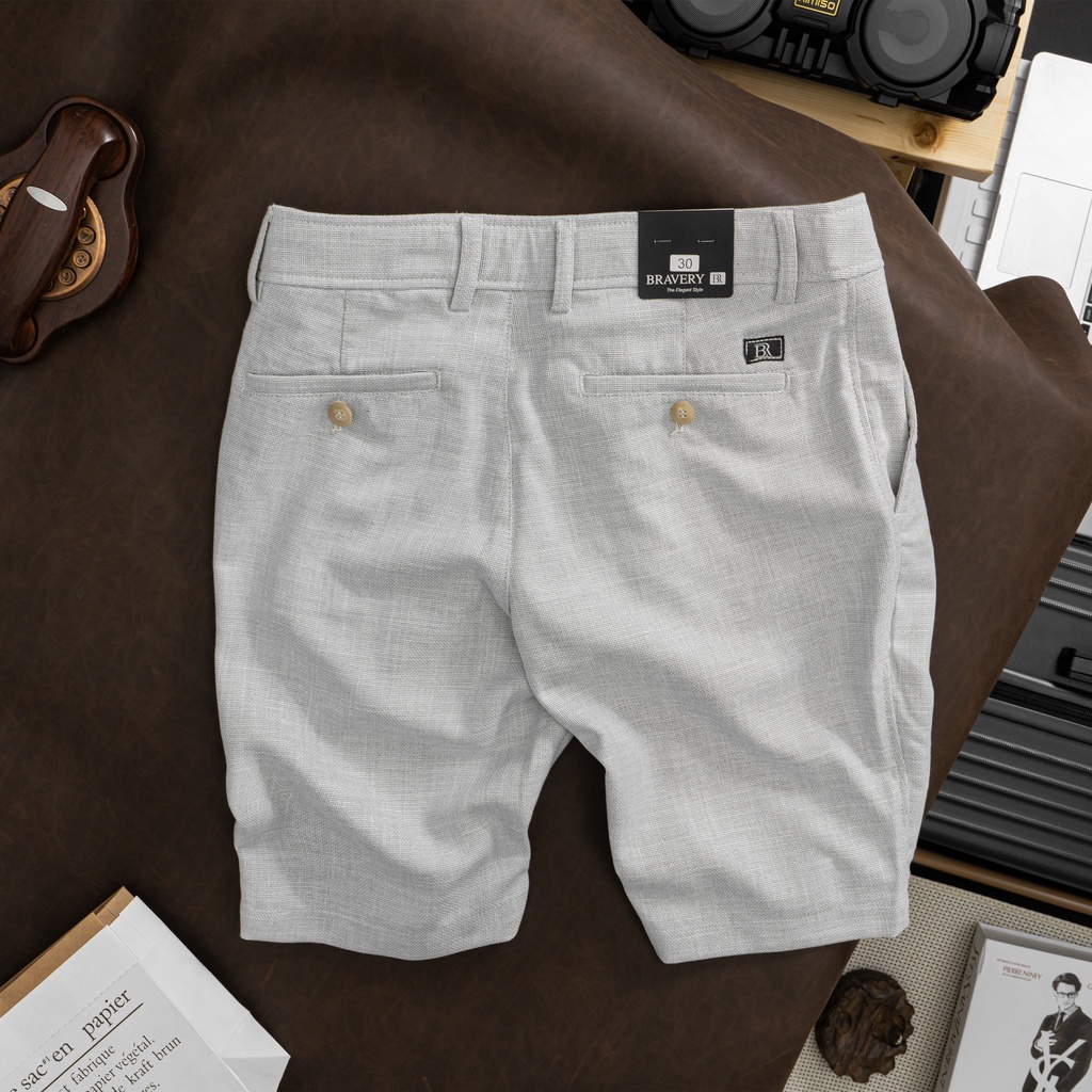 Quần short nam, Quần short linen bố RENMY mềm mịn thoáng mát không nhăn, dày dặn - Bravery