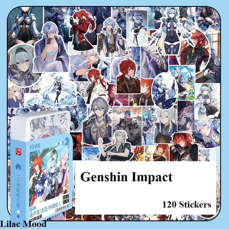 Genshin Impact | Hộp nhựa 120 miếng hình dán Sticker