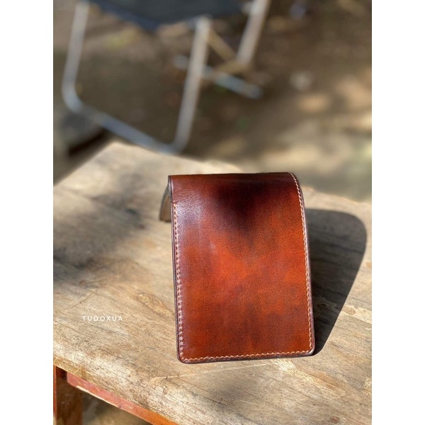 Ví da nam ngang khắc tên theo yêu cầu TUDOXUA chất liệu da veg Ý, tặng kèm móc khóa da