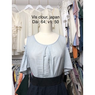 Áo sơ mi si tuyển 2hand voan dập ly, tay hở vai