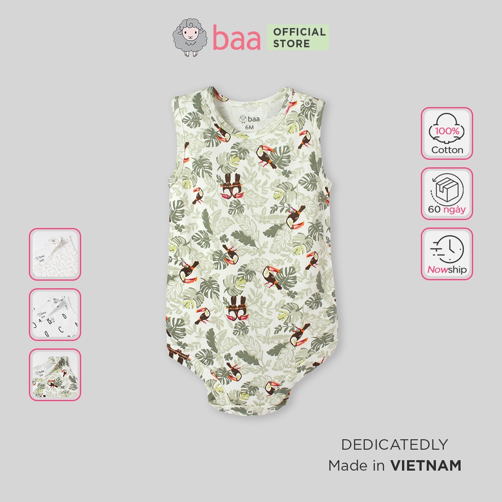 Bodysuit ba lỗ bé trai, bodychip sát nách, cộc tay cho bé sơ sinh từ 0 - 12 tháng - B-BN-BD06C-02