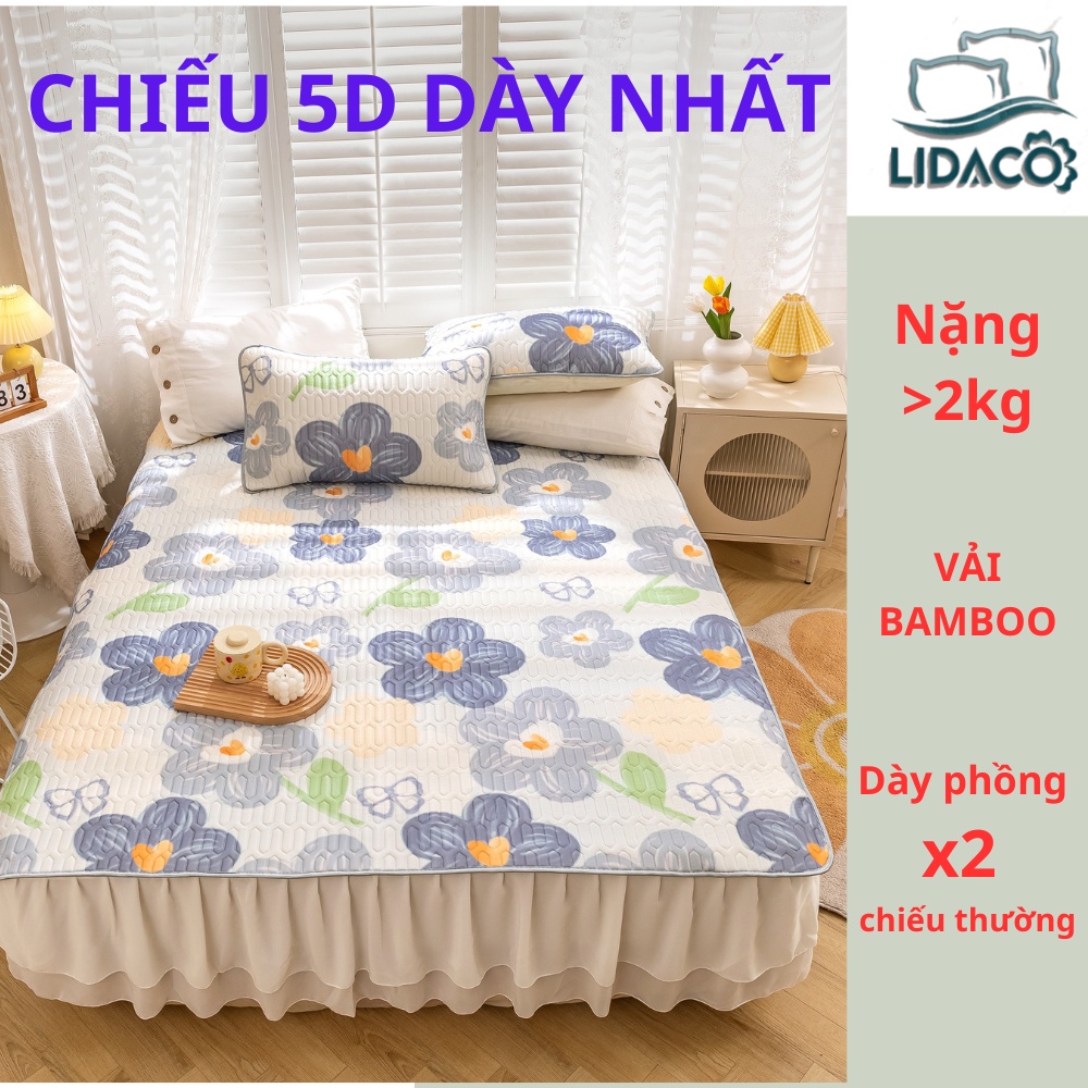 Chiếu điều hòa caosu non 5D latex tencel Lidaco dày 2kg  vải sợi bamboo bền mát họa tiết thời thượng