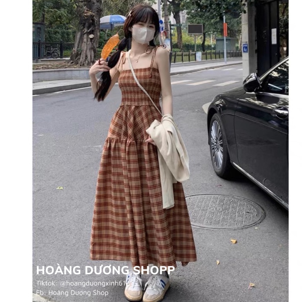 Váy Hai Dây Kẻ Caro Dáng Dài Đi Biển Váy Dây ôm thiết kế, maxi đi biển Đủ Màu Đủ Size phù hợp Cho Nữ phong Cách Hàn Quốc