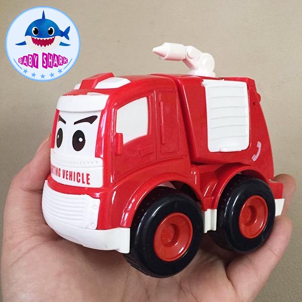 Hộp 8 xe POLI đồ chơi, POLI cảnh sát, POLI tàu hỏa, POLI máy bay chạy đà nhiều màu sắc