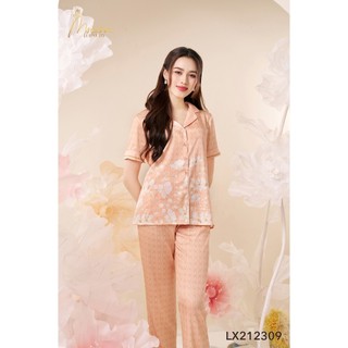 Bộ Pyjama Lụa vân cao cấp Mộc eva mềm mịn thoáng mát LX212309