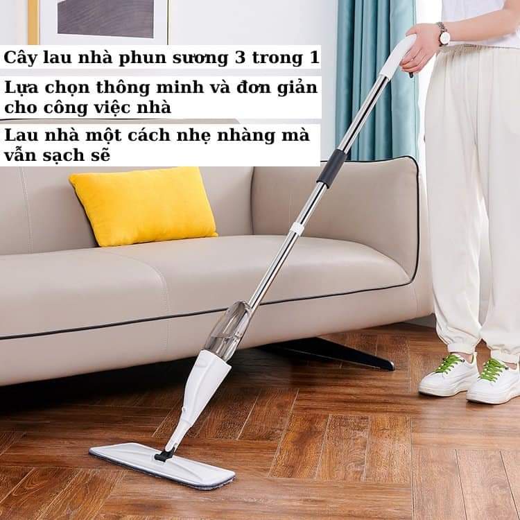Chổi Lau Nhà Phun Sương Xoay 360 Độ - Cây Lau Nhà Phun Sương Đa Năng 3 Trong 1 Tiện Lợi 2023