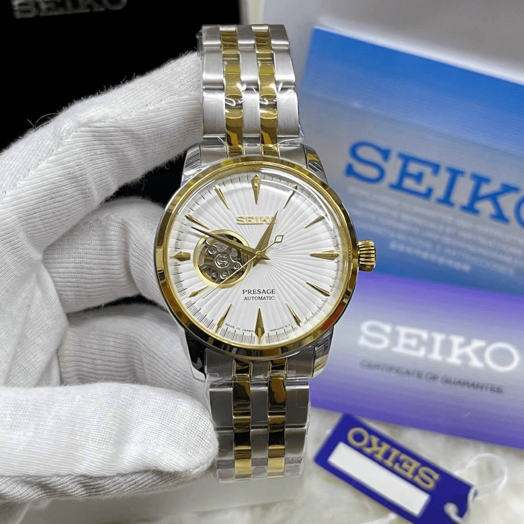 Đồng Hồ Nam Cơ Nhật Seiko Demi Cao Cấp Lộ Tim Đáy Hở Máy Nhật Xịn