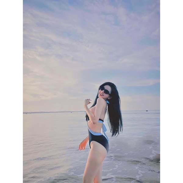 Bikini liền gọng pha trắng mút dày siêu nâng