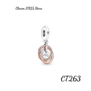 Charm pan ale treo vòng tròn phối vàng hồng trắng bạc s925 cao cấp