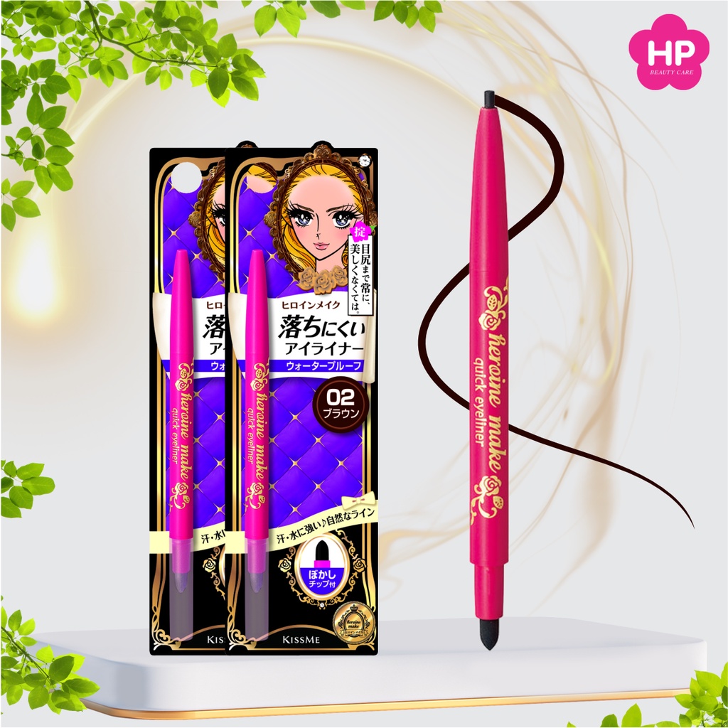 Bút Chì Sáp Kẻ Mí Mắt Kissme Heroine Make Quick Eyeliner Không Trôi (Nét Vẽ Tự Nhiên-Dạng Xoay)