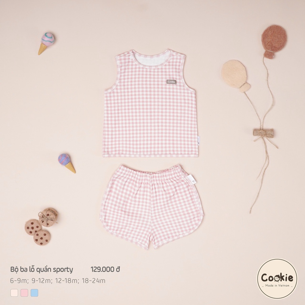 [COOKIE] Bộ ba lỗ quần sporty cho bé size 6-9m & 9-12m & 12-18m & 18-24m