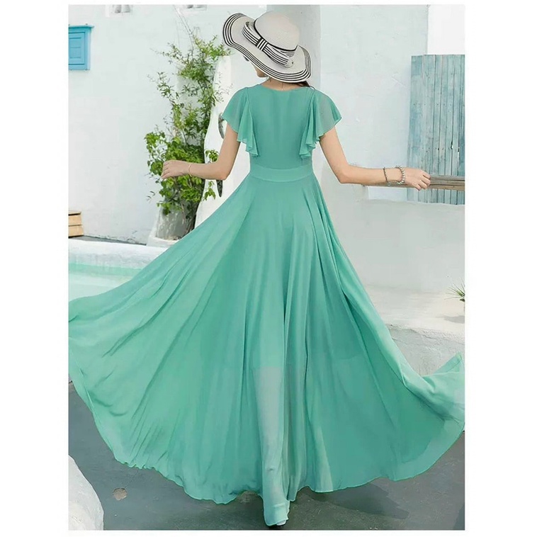 ĐẦM MAXI CỔ V CÁNH TIÊN