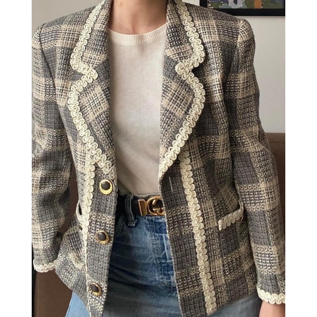 Áo khoác tweed Nhật vintage