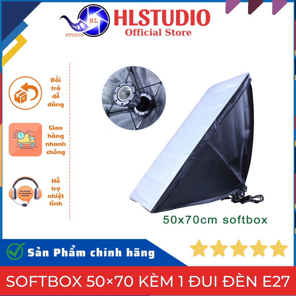 Softbox 50×70 kèm 1 đui đèn E27 HL Studio