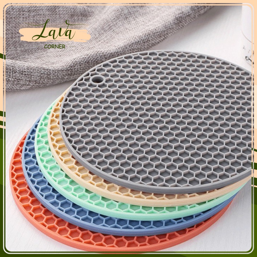 Lót nồi silicon chống trơn trượt đa năng phong cách Bắc Âu hình tròn