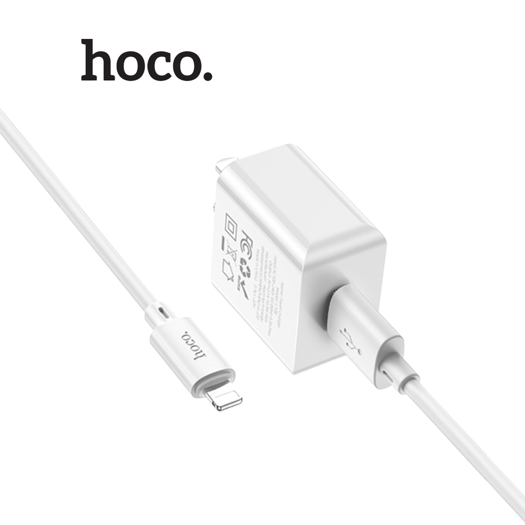 Bộ sạc nhanh Hoco C106 PD10.5W 5V/2.1A tương thích với nhiều dòng iP6/7/8 ,chân cắm dẹt tiêu chuẩn US, dài 1m