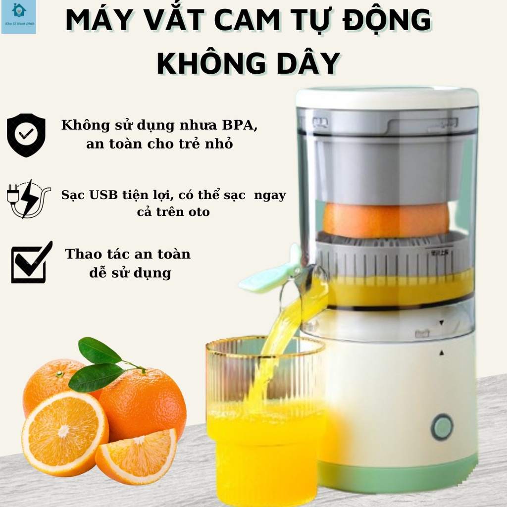 Máy vắt cam tự động ép trái cây không dây đa năng tiện lợi sạc pin nhanh