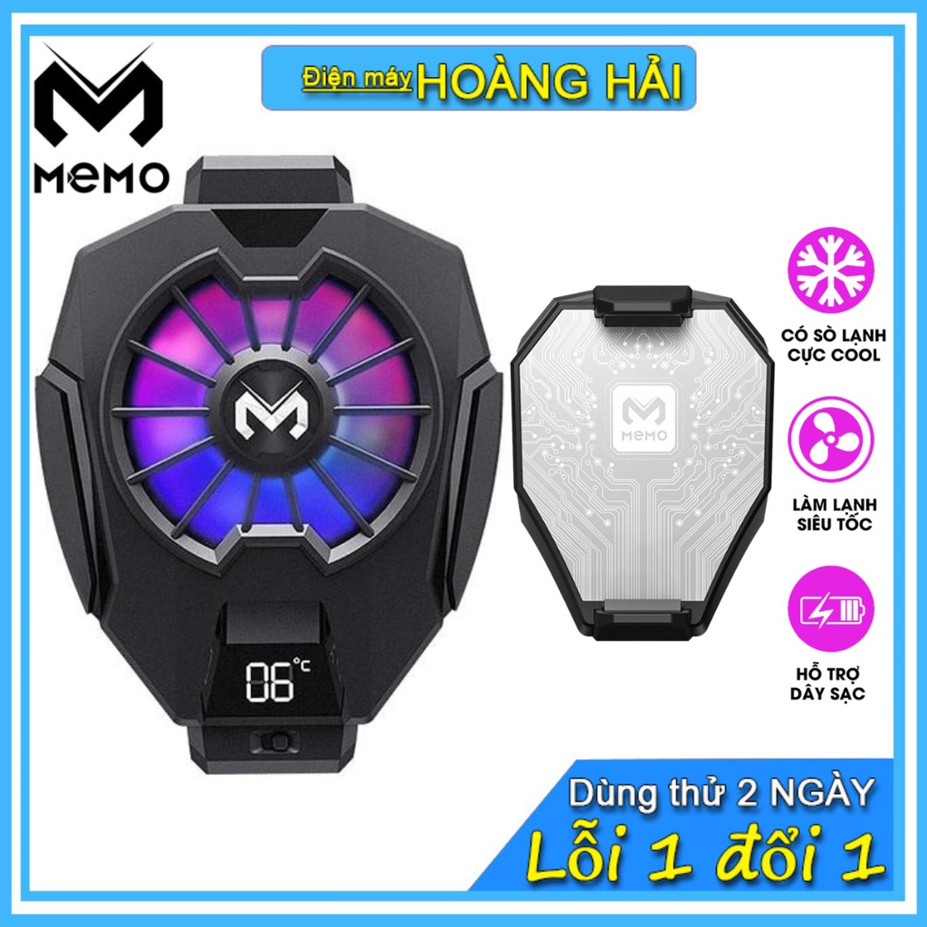 Quạt tản nhiệt điện thoại Memo DL05 tích hợp đèn Led RGB màn hình hiển thị nhiệt độ giúp điện thoại không bị nóng,đơ,lag