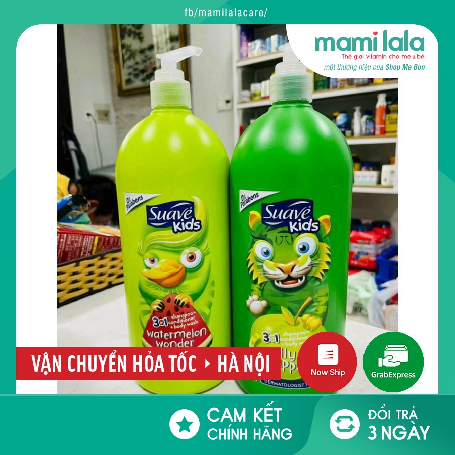 Sữa Tắm Gội Xả 3 in 1 Suave Kids cho bé của Mỹ 1180ml