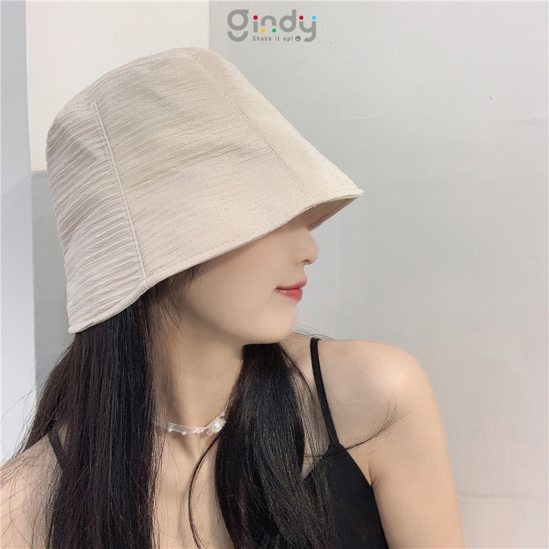 Mũ bucket trơn vành cụp chính hãng unisex GINDY nón vành bèo phong cách Hàn Quốc thích hợp đi chơi, đi du lịch M007