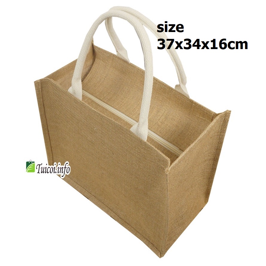 Túi cói merci loại 1 màu sáng, có đệm đáy giữ form túi, có lót