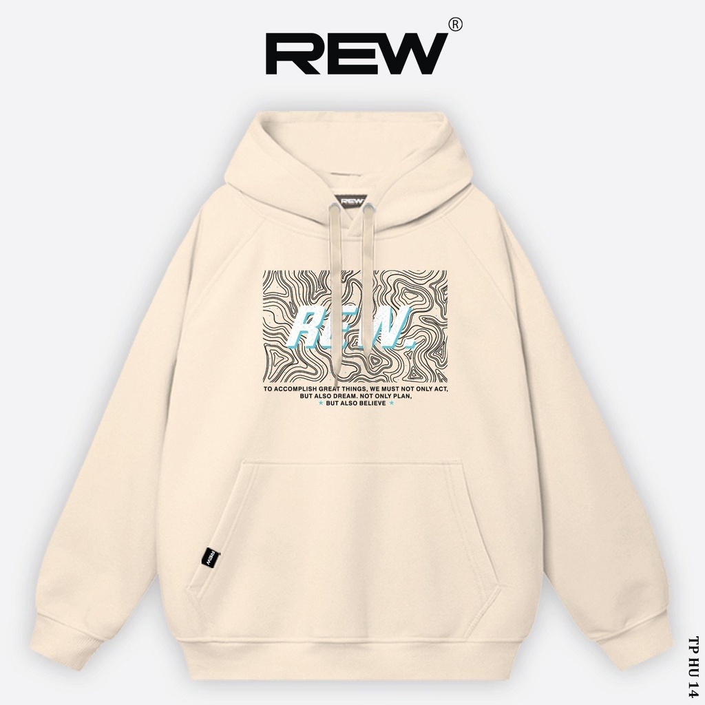 Áo Hoodie REW Nam Nữ trơn form rộng Unisex mẫu REW SÓNG HD14