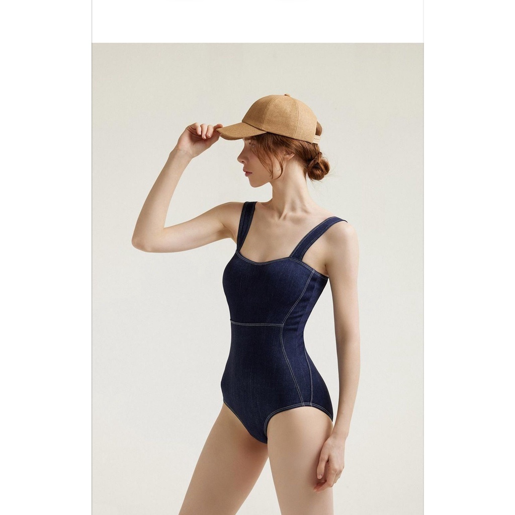 Bikini đồ bơi nữ 1 mảnh giả denim tặng kèm chân váy