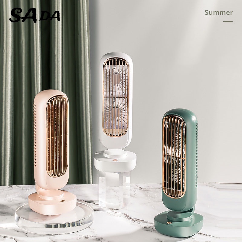 SADA Quạt mini Để Bàn Hai Cánh Hình Tháp Eiffel Phong Cách Retro Có Thể Sạc Lại Bằng Cổng usb