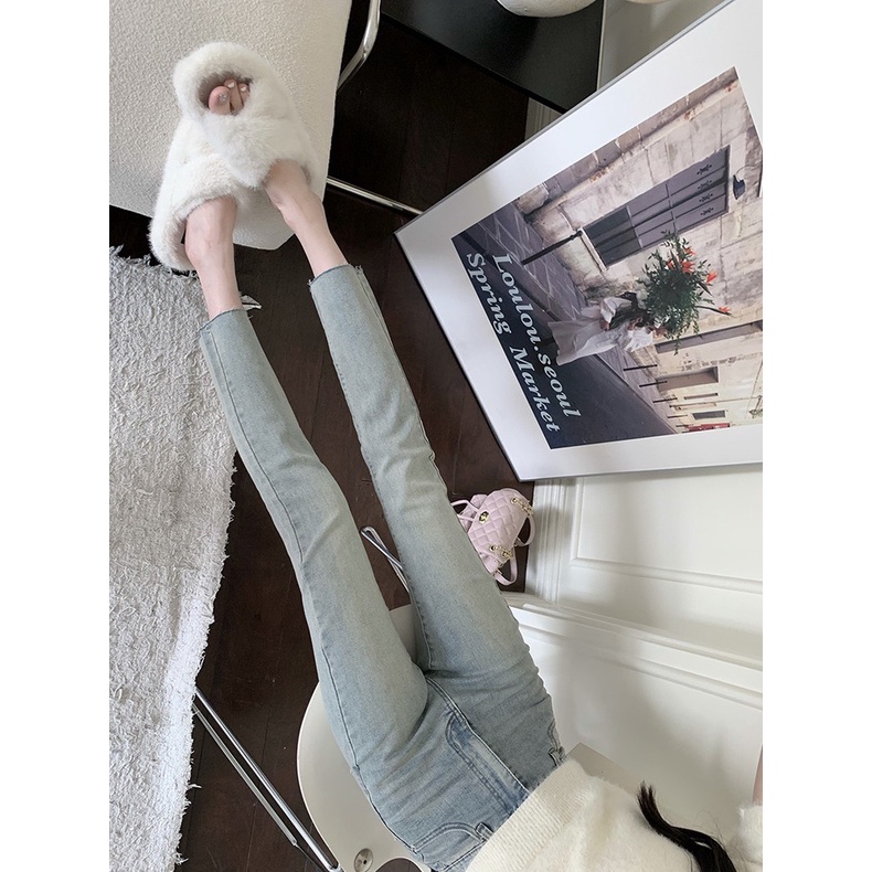 Quần jean nữ màu cũ kiểu dáng basic ko rách siêu sang