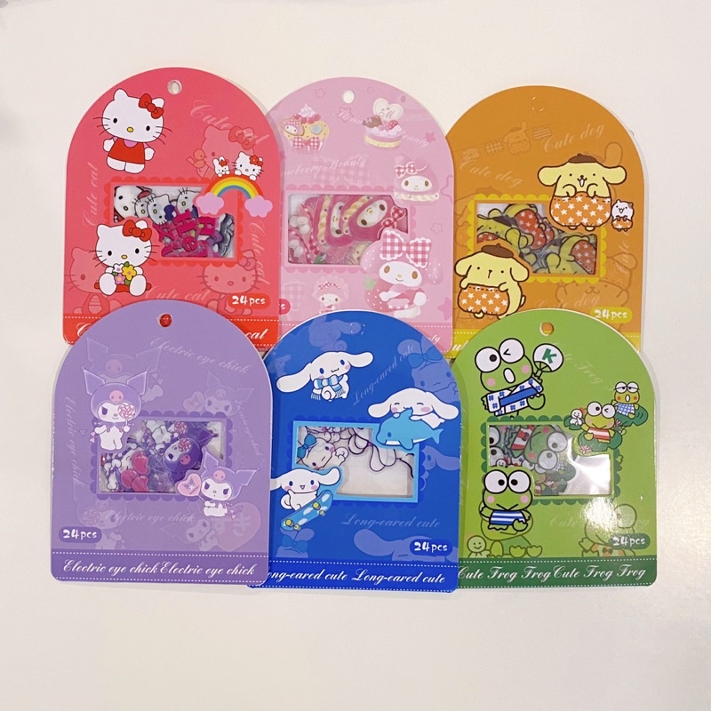 Set 24 hình dán sticker trong suốt Sanrio