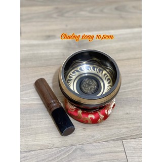 Chuông xoay Tây Tạng 10.5cm kèm dùi gỗ và đế