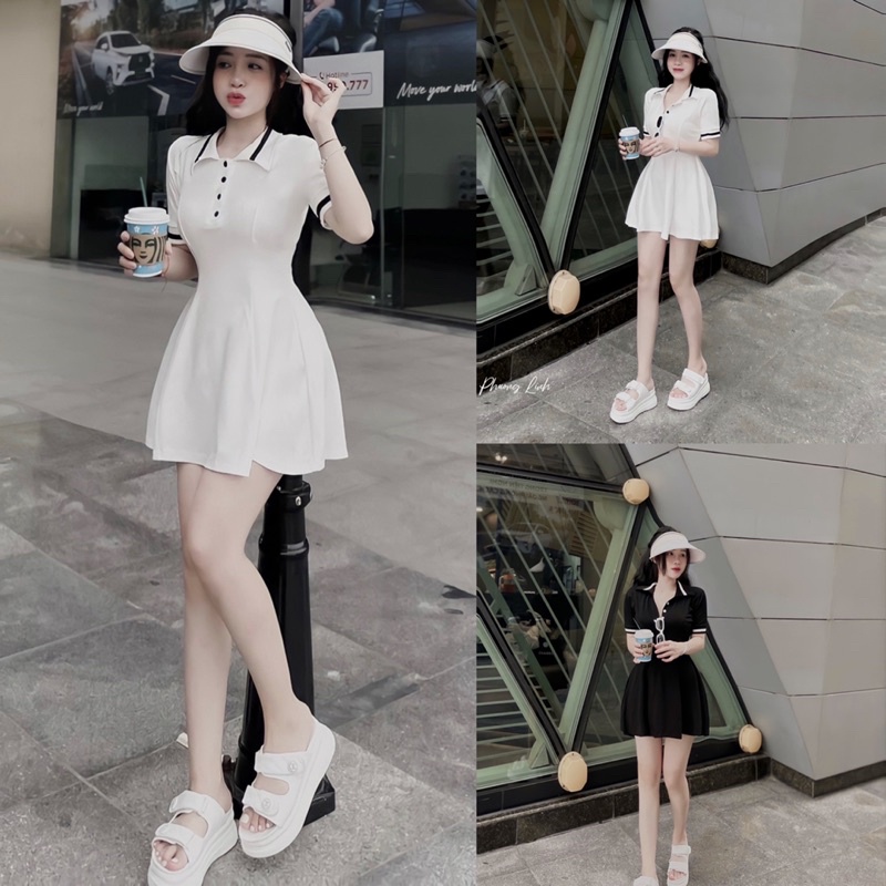 Váy Polo Thể Thảo Cotton Viền Cổ Trẻ Trung Năng Động ( Sẵn ship ngay)
