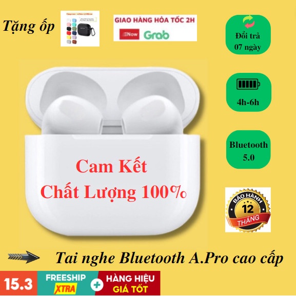Tai nghe Bluetooth Cao cấp AiPro không dây, pin TRÂU, ÂM THANH CỰC ĐỈNH, Full chức năng - Dùng cho Android và IOS