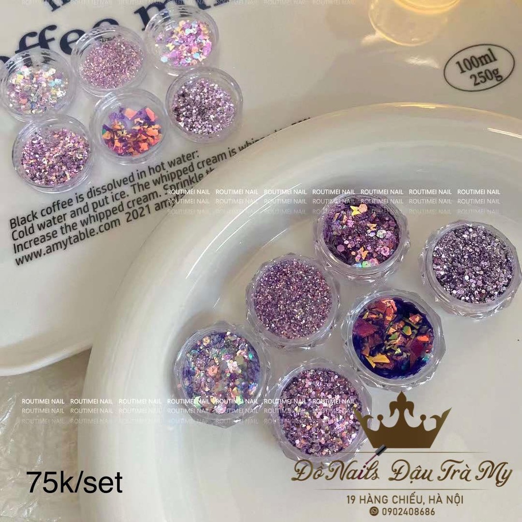 Phụ kiện nail - Set nhũ mix tone tím N264