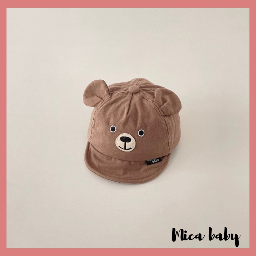 Mũ lưỡi trai trẻ em hình mặt cún chất kaki có nấc điều chỉnh đáng yêu cho bé MH230 Mica baby